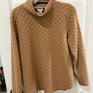 J. Crew Quilted Brown Cowl Neck Sweater